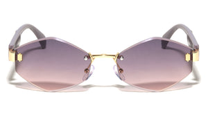 Temple Accent Rimless Diamond Edge Cut  Fashion Geometric Wholesale Sunglasses