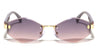 Temple Accent Rimless Diamond Edge Cut  Fashion Geometric Wholesale Sunglasses