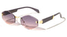 Temple Accent Rimless Diamond Edge Cut  Fashion Geometric Wholesale Sunglasses