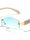 Temple Accent Rimless Diamond Edge Cut  Fashion Geometric Wholesale Sunglasses