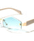 Temple Accent Rimless Diamond Edge Cut  Fashion Geometric Wholesale Sunglasses