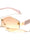 Temple Accent Rimless Diamond Edge Cut  Fashion Geometric Wholesale Sunglasses