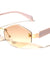Temple Accent Rimless Diamond Edge Cut  Fashion Geometric Wholesale Sunglasses