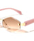 Temple Accent Rimless Diamond Edge Cut  Fashion Geometric Wholesale Sunglasses