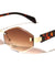 Temple Accent Rimless Diamond Edge Cut  Fashion Geometric Wholesale Sunglasses