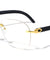 Rimless Butterfly Wood Pattern Wholesale Glasses
