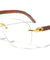 Rimless Butterfly Wood Pattern Wholesale Glasses