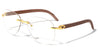Rimless Butterfly Wood Pattern Wholesale Glasses