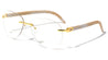 Rimless Butterfly Wood Pattern Wholesale Glasses