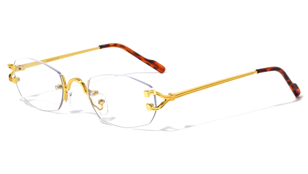 Rimless Rectangle Clear Lens Wholesale Glasses