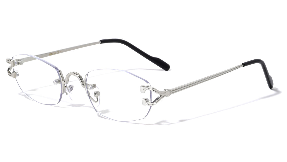 Rimless Rectangle Clear Lens Wholesale Glasses