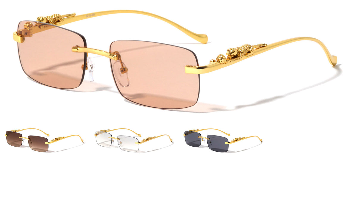 Rimless Rounded Rectangle Jaguar Wholesale Sunglasses