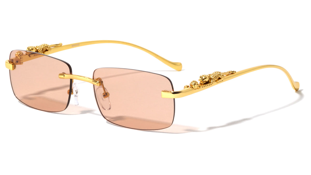 Rimless Rounded Rectangle Jaguar Wholesale Sunglasses