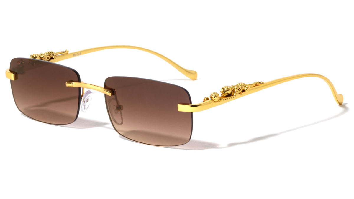 Rimless Rounded Rectangle Jaguar Wholesale Sunglasses