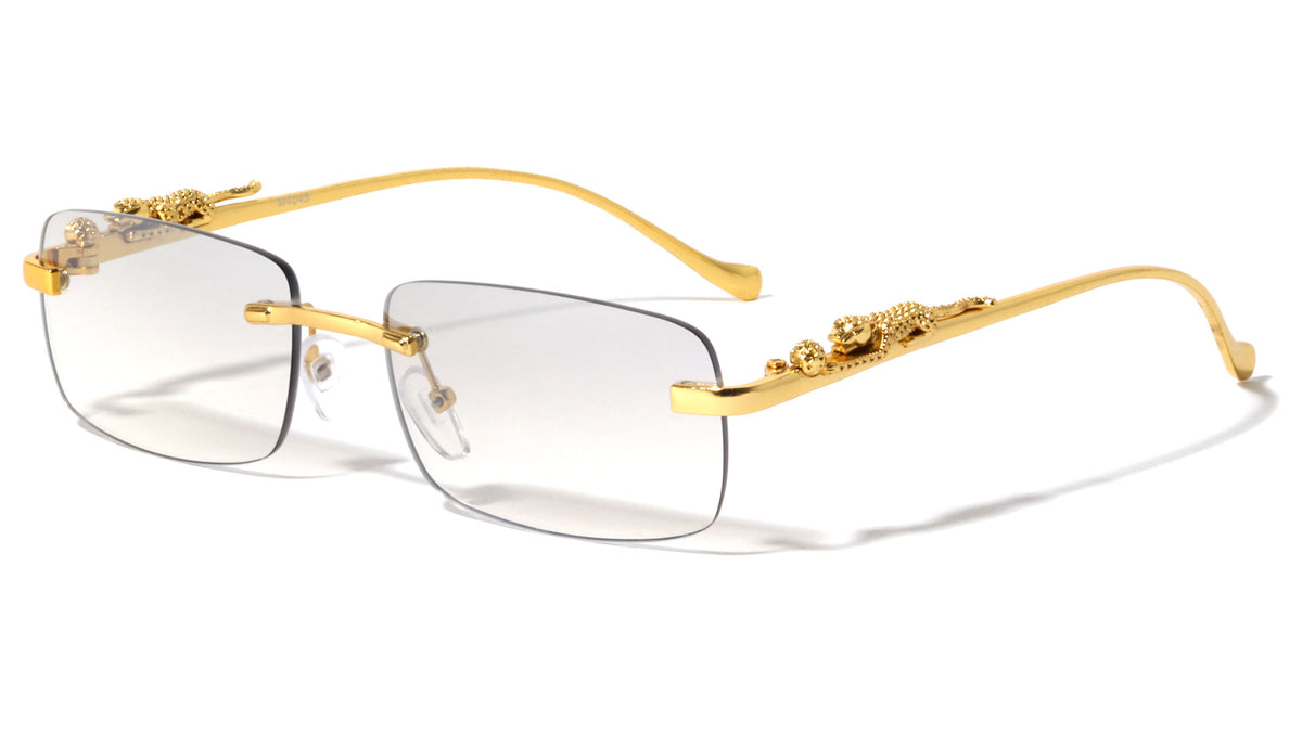 Rimless Rounded Rectangle Jaguar Wholesale Sunglasses