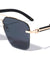 Rimless Diamond Edge Cut Lens Wood Temple Squared Aviators Wholesale Sunglasses