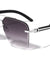 Rimless Diamond Edge Cut Lens Wood Temple Squared Aviators Wholesale Sunglasses