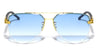Jaguar Rhinestone Hinge Wood Pattern Temple Rimless Aviators Wholesale Sunglasses