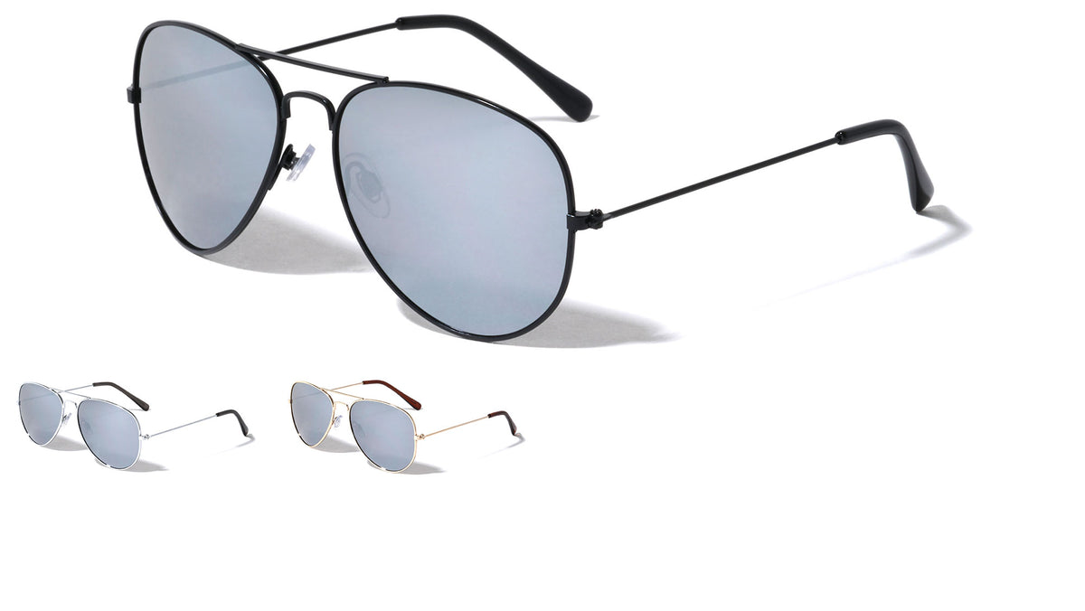 Mirrored Lens Aviators Wholesale Bulk Sunglasses