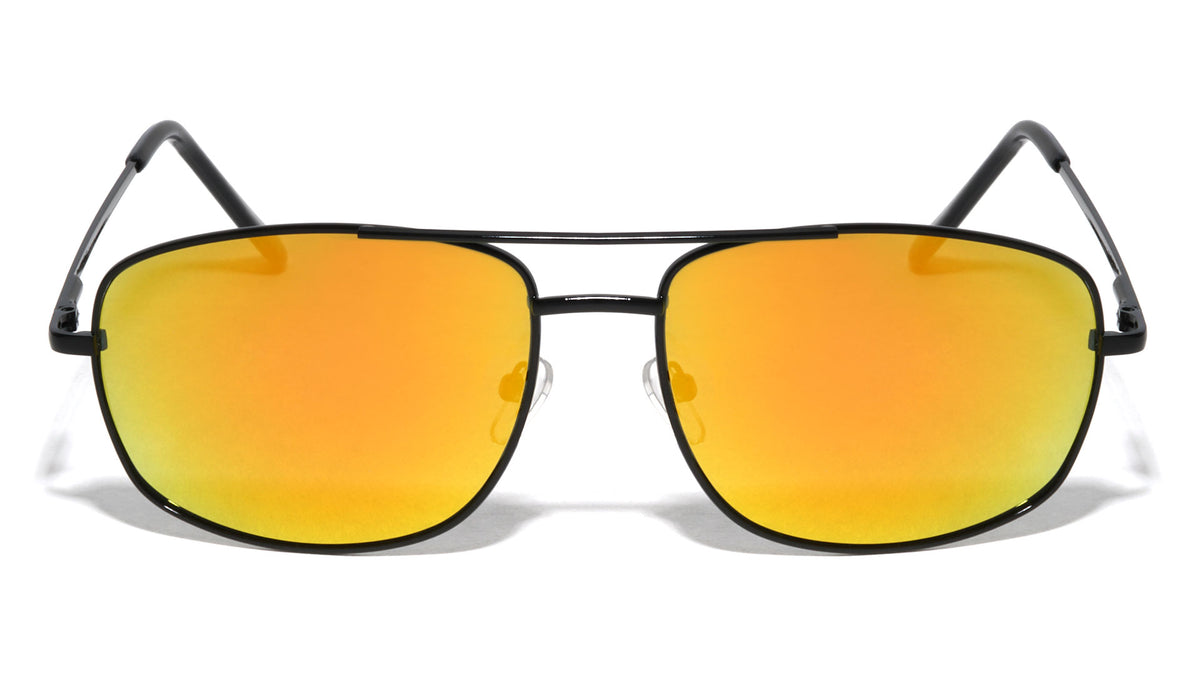 Rectangle Color Mirror Spring Hinge Aviators Bulk Sunglasses