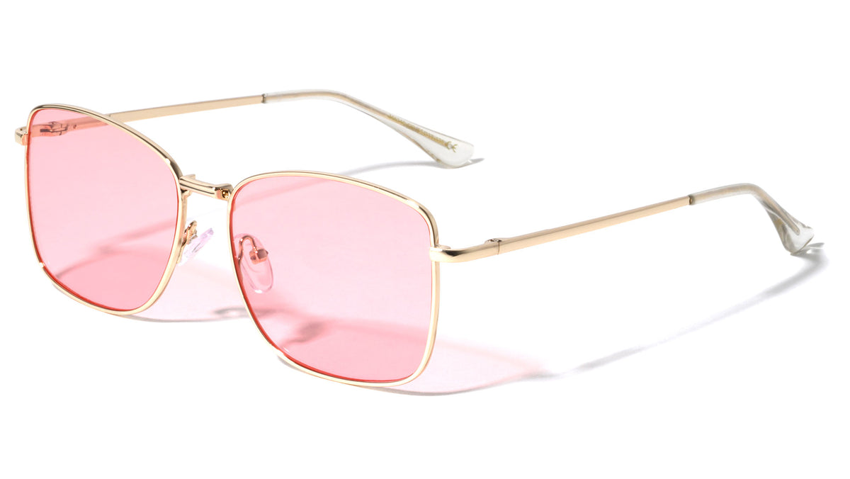 Spring Hinge Color Lens Squared Buttefly Sunglasses Wholesale