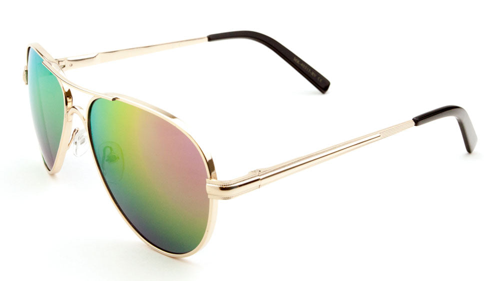MICA Spring Hinge Aviators Color Mirror Wholesale Bulk Sunglasses