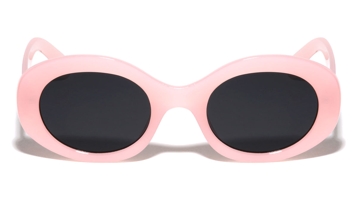 Crystal Color Frame Dark Lens Retro Fashion Oval Wholesale Sunglasses