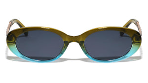 Twisted Temple Chain Crystal Color Retro Oval Wholesale Sunglasses