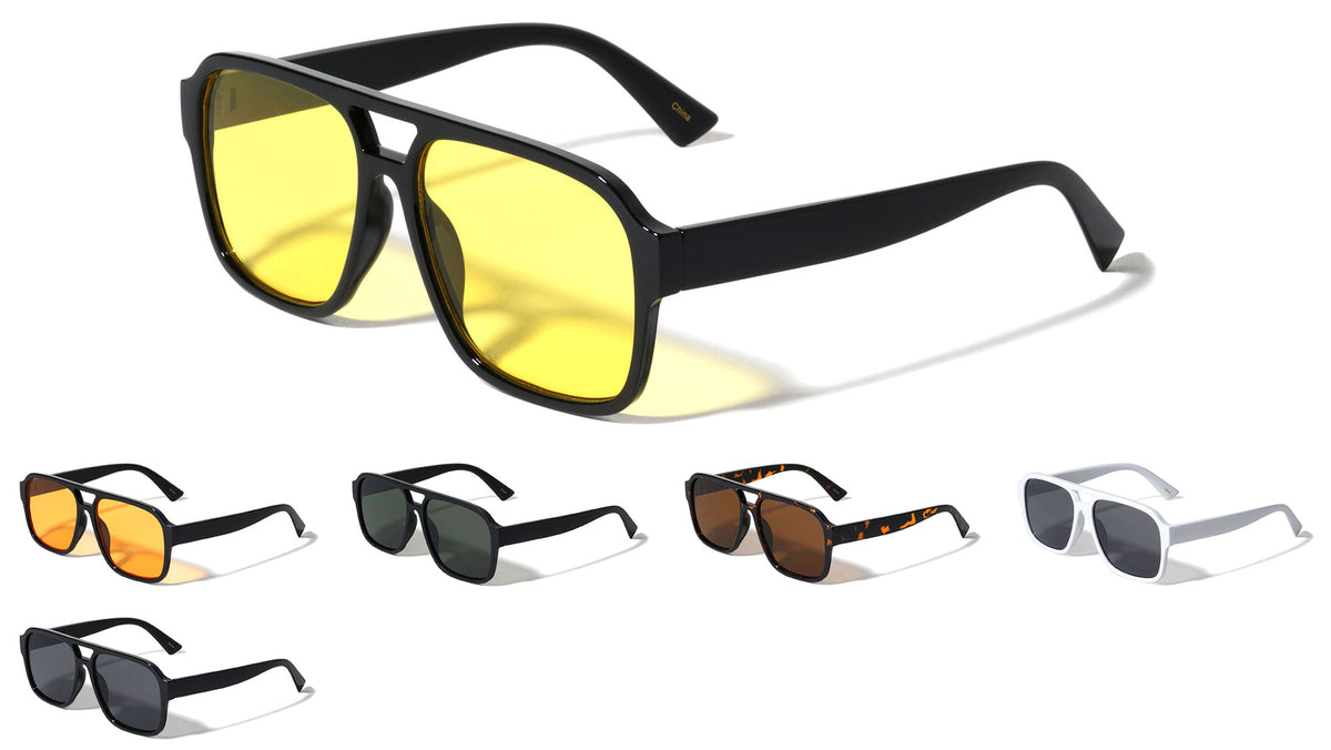 Flat Top Modern Squared Aviators Wholesale Sunglasses