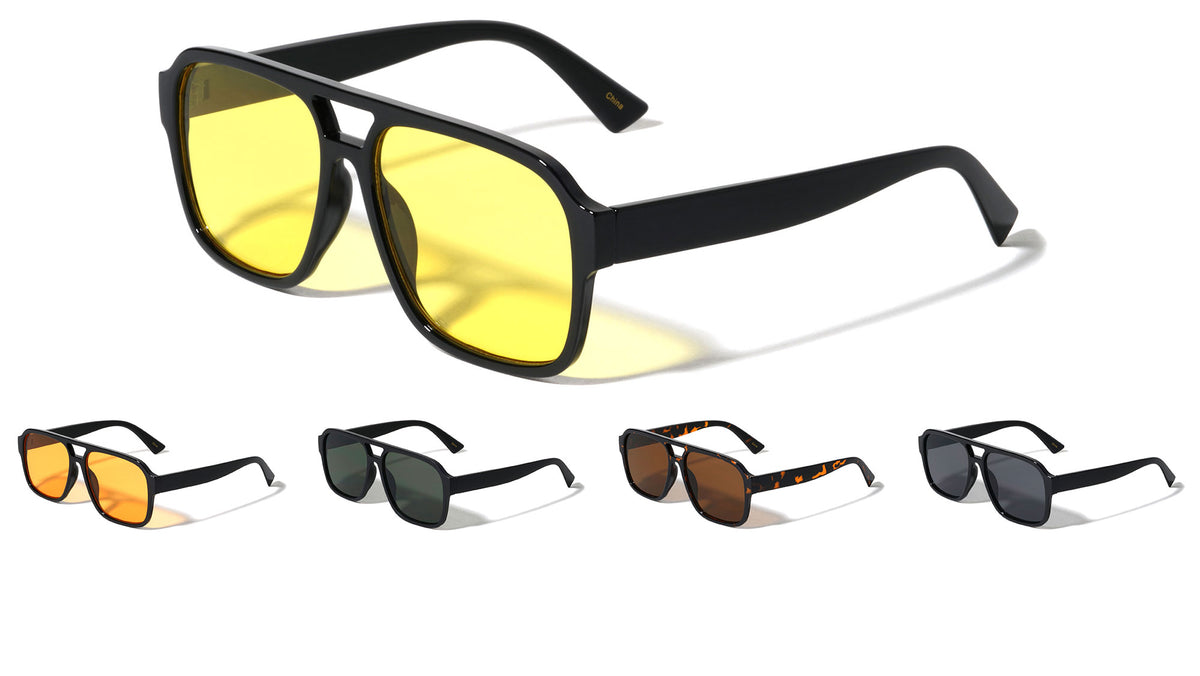 Flat Top Modern Squared Aviators Wholesale Sunglasses