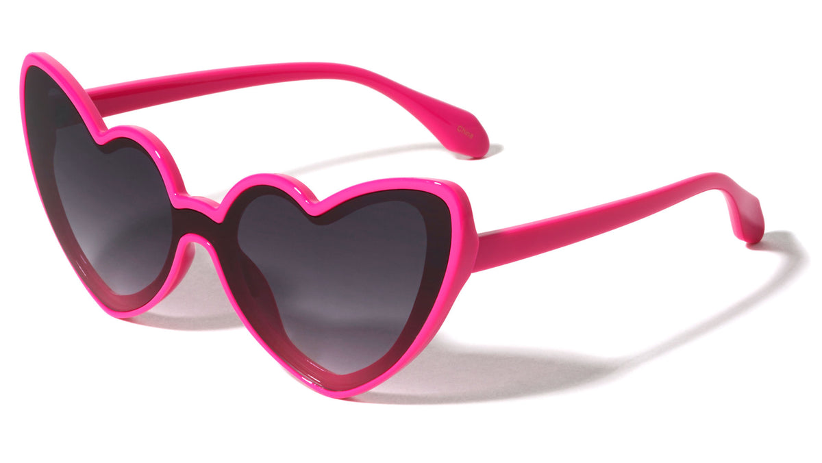 One Piece Shield Lens Heart Shape Wholesale Sunglasses