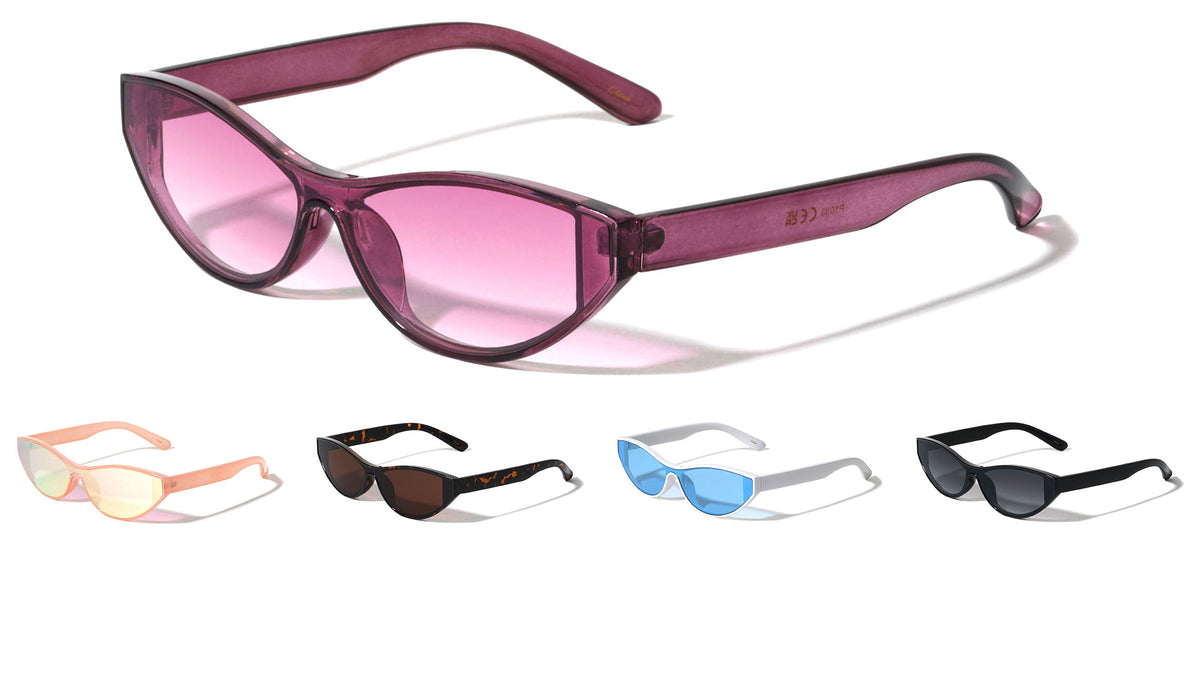One Piece Shield Lens Retro Fashion Cat Eye Wholesale Sunglasses