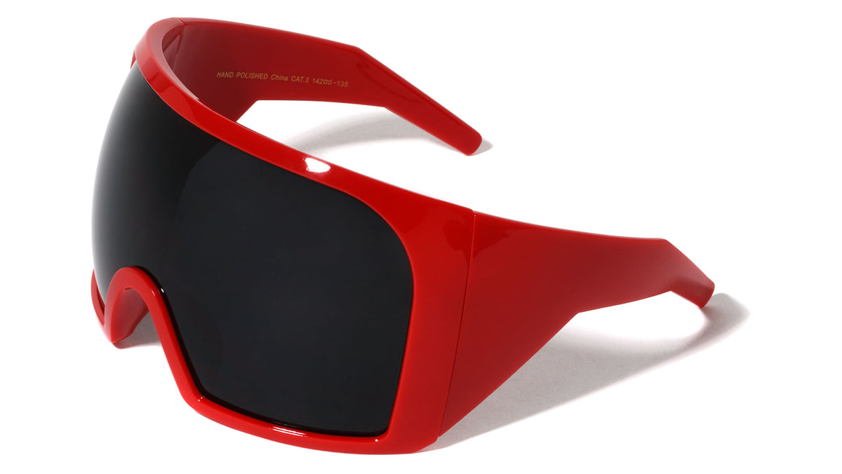 XL Futuristic One Piece Shield Lens Wrap Around Wholesale Sunglasses