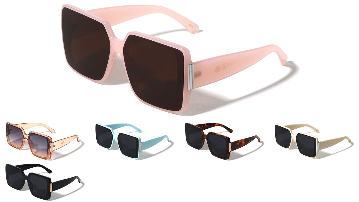Metal Block Side Accent Retro Fashion Square Butterfly Wholesale Sunglasses