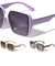 Temple Line Pattern Color Accent Fashion Squared Butterfly Wholesale Sunglasses