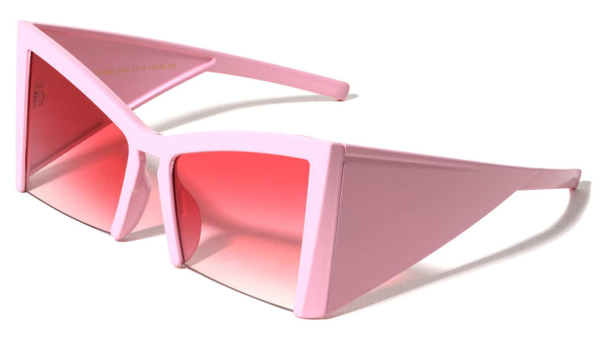 Triangular Temple Bottom Rimless Lens Oversized Fashion Geometric Wholesale Sunglasses