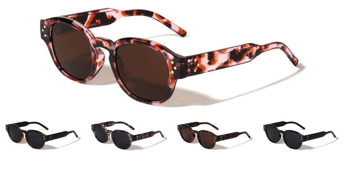 Three Dot Stud Accent Fashion Retro Square Wholesale Sunglasses