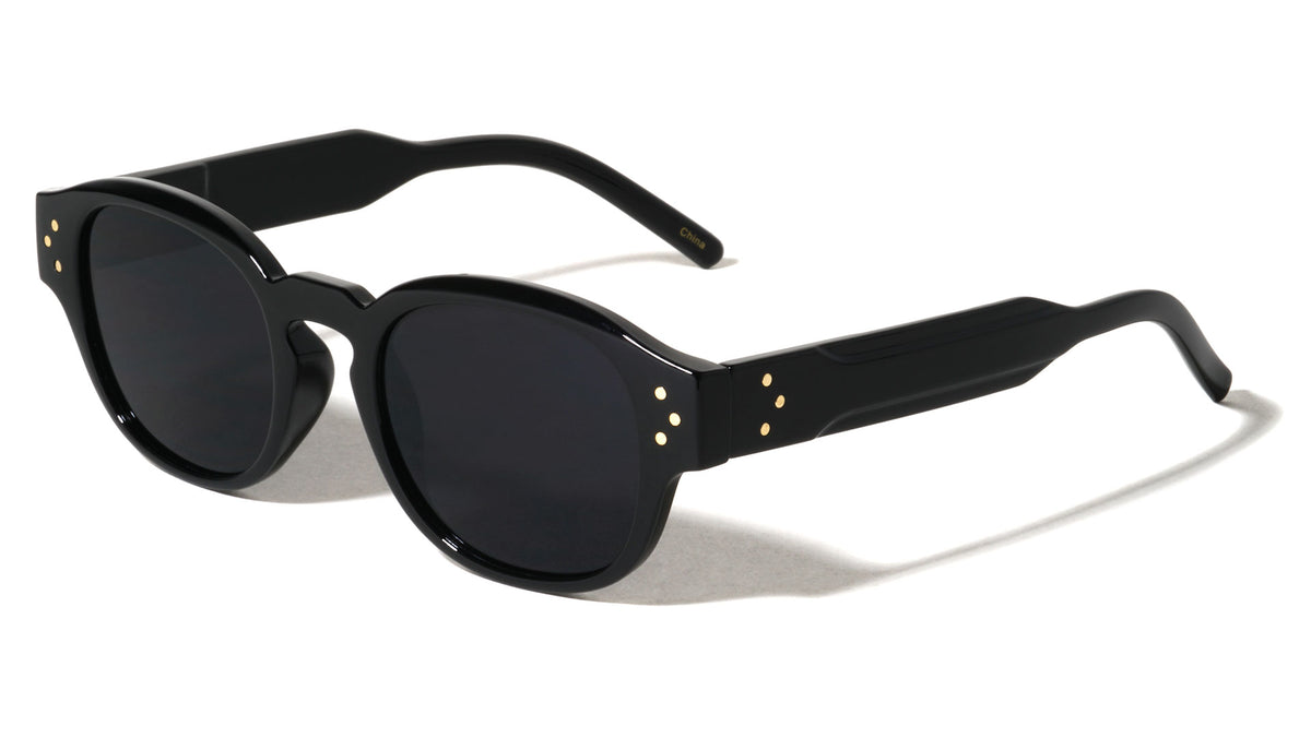 Three Dot Stud Accent Fashion Retro Square Wholesale Sunglasses