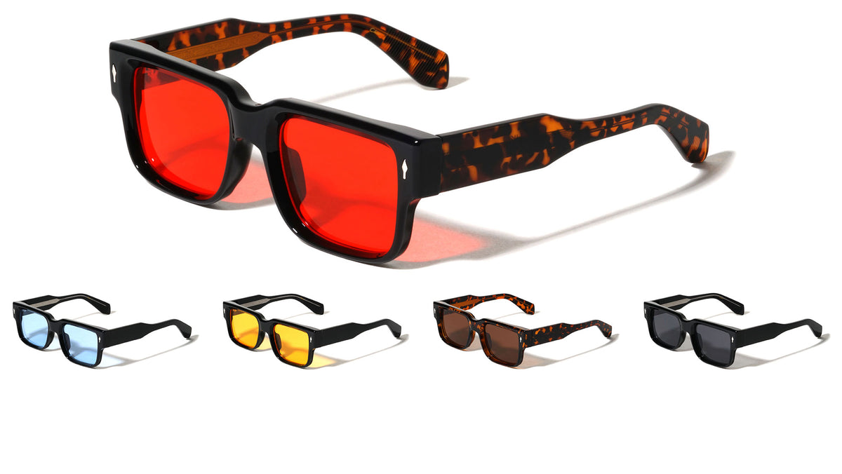 Color Premium Quality Acetate Frame Nickel Wire Square Wholesale Sunglasses (sold by 1/2 dozen per order)