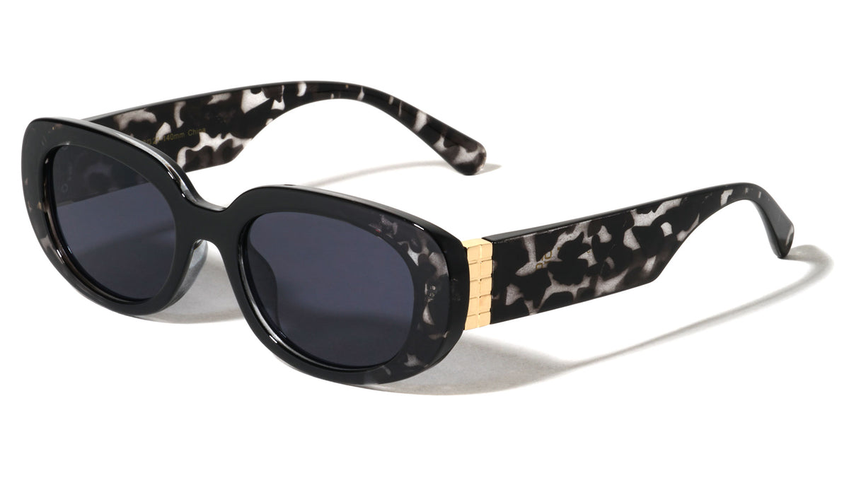 Gold Pattern Hinge Accent Retro Fashion Oval Butterfly Wholesale Sunglasses