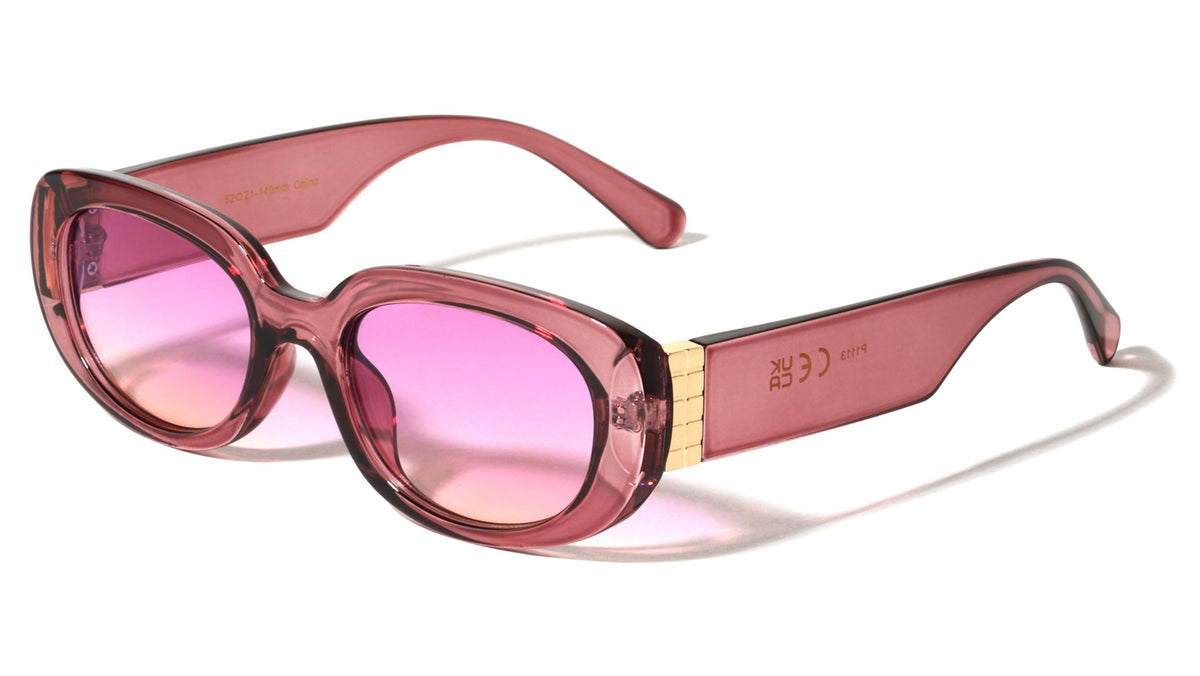 Gold Pattern Hinge Accent Retro Fashion Oval Butterfly Wholesale Sunglasses