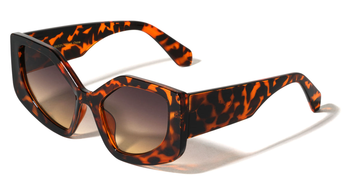 Wide Temple Fashion Geometric Cat Eye Wholesale Sunglasses