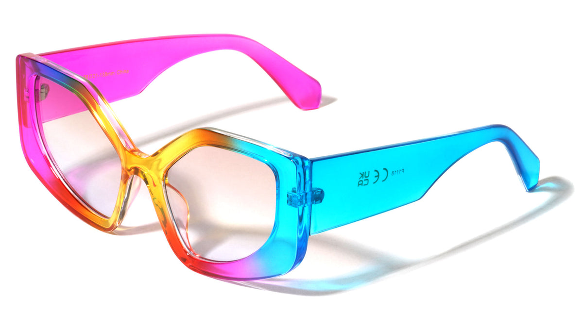 Wide Temple Fashion Geometric Cat Eye Wholesale Sunglasses