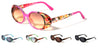 Crystal Color Floral Design Retro Fashion Oval Wholesale Sunglasses