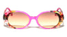 Crystal Color Floral Design Retro Fashion Oval Wholesale Sunglasses