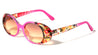 Crystal Color Floral Design Retro Fashion Oval Wholesale Sunglasses
