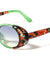 Crystal Color Floral Design Retro Fashion Oval Wholesale Sunglasses