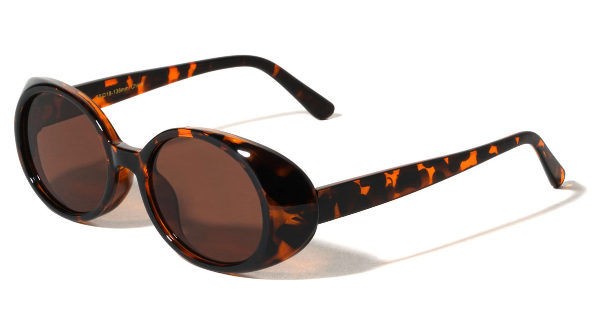 Crystal Color Floral Design Retro Fashion Oval Wholesale Sunglasses