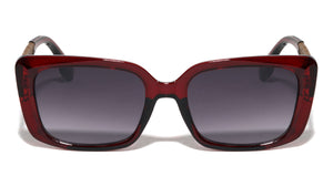 Faux Leather Floral Accent Fashion Squared Butterfly Wholesale Sunglasses