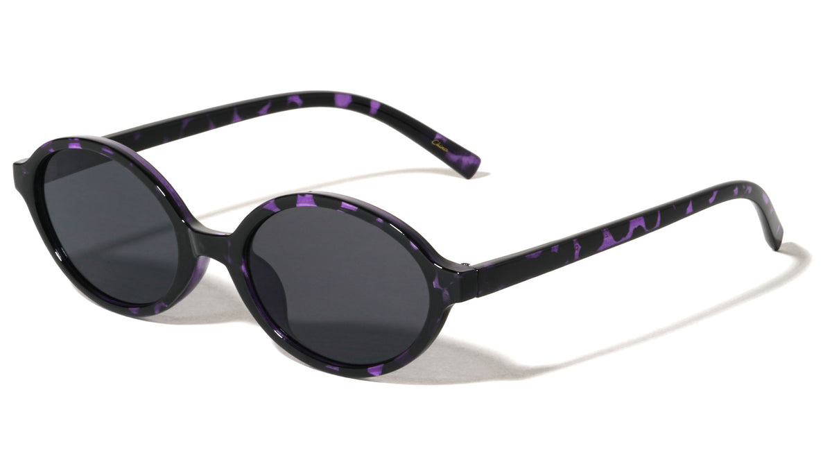 Tortoise Frame Retro Fashion Slim Oval Wholesale Sunglasses